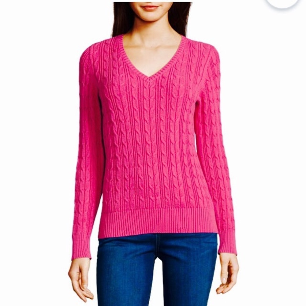 St. John Bay fuchsia chunky long sleeve sweater M